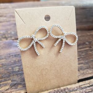 Sparkling Gold Pave Bow Earrings